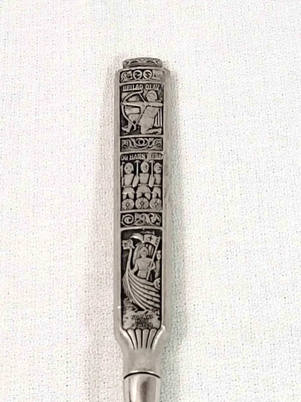 Vintage Konge Tinn Norwegian Pewter Cheese Slicer H-S Norway Viking Saint Olav